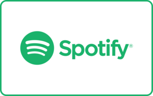Spotify logo with green text and icon, ideal for a corporate gifting solution, on white with a green border. Spotify logo with green text and icon, ideal for a corporate gifting solution, on white with a green border.